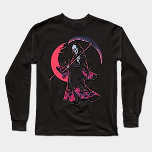 Geisha | Grim Reaper Geisha Skull | Cool Retro Japanese Aesthetic #8 Long Sleeve T-Shirt